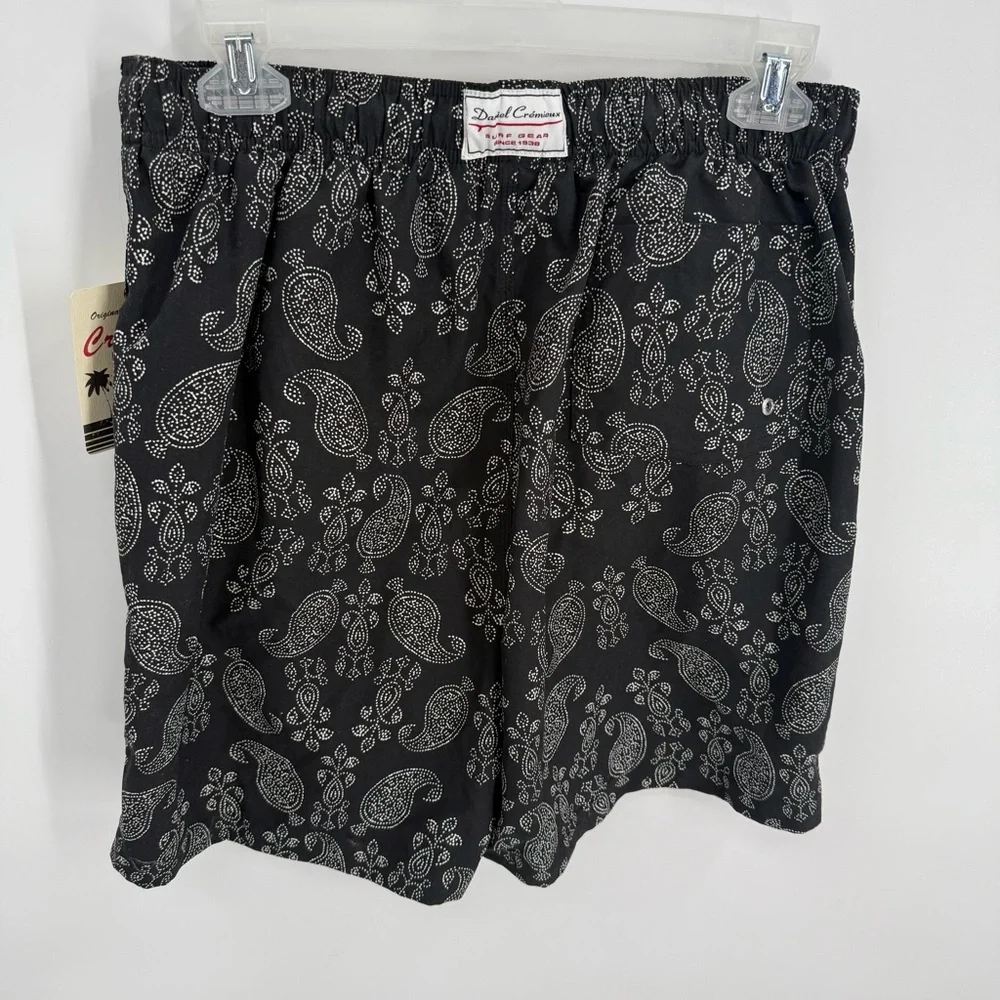 Daniel Cremieux Swim Trunks Men's Mesh Lined Size Medium Black paisley NWT